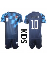 Chorvatsko Luka Modric #10 Venkovní dres pro děti MS 2022 Krátký Rukáv (+ trenýrky)